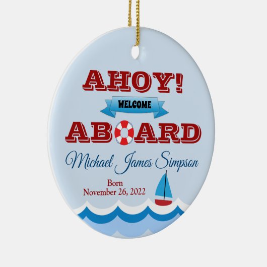 Eerste jaar van Nautical Baby Keepomwille Ornament (Rechts)