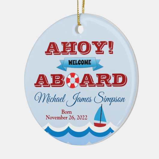 Eerste jaar van Nautical Baby Keepomwille Ornament (Links)