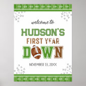 Eerste Jaar Voetbal 1e Verjaardag Welkomstbord Poster (Voorkant)