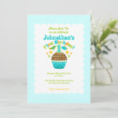 Eerste jaardag Cupcake (jongens) Kaart (Staand voorkant)