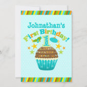 Eerste jaardag Cupcake (jongens) Kaart (Achterkant)