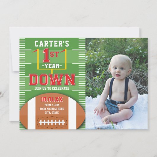 Eerste jaardag Football Rood eerste geboortedag fo Kaart (Voorkant)