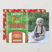 Eerste jaardag Football Rood eerste geboortedag fo Kaart (Voorkant / Achterkant)