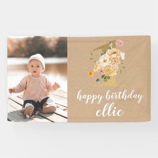 Eerste jaardag Wanddecoratie Aangepaste banner (Horizontaal)