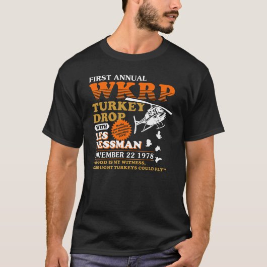 EERSTE JAARLIJKSE WKRP THANKSGIVING DAG TURKEY DRO T-SHIRT (Voorkant)