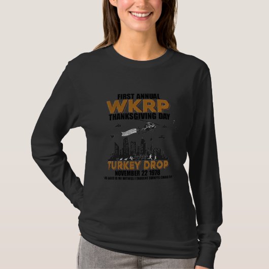 Eerste jaarlijkse WKRP-Thanksgiving dag vliegen T-shirt (Voorkant)