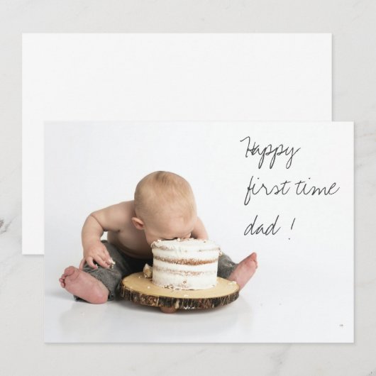 Eerste jaars vader | Vaderdag | Fotokaart Aankondiging (Voorkant / Achterkant)