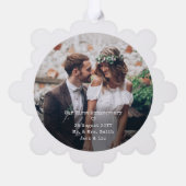 Eerste Jubileum 2 Trouwfoto's Papier Kerst Ornament Kaart (Achterkant)