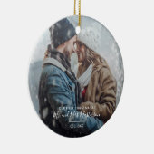 Eerste Jubileum als de heer en mevrouw Kerstmis Fo Keramisch Ornament (Rechts)