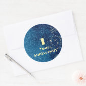 Eerste jubileum Bond & Seal sprankelend blauw Ronde Sticker (Envelop)