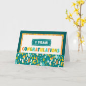 Eerste Jubileum Colorful Gefeliciteerd werknemer Kaart (Gele Bloem)