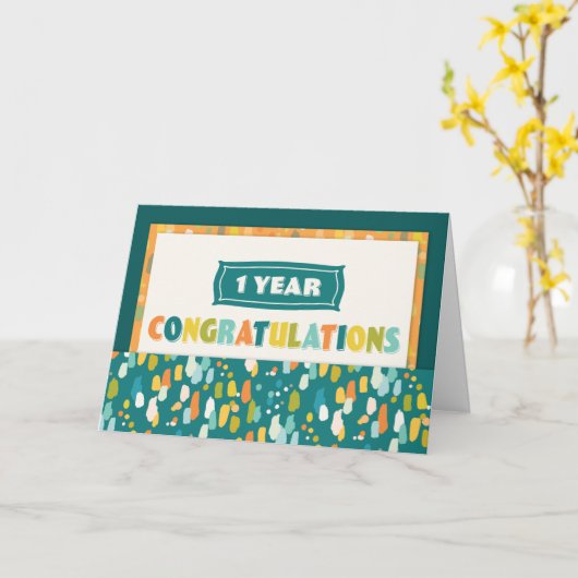 Eerste Jubileum Colorful Gefeliciteerd werknemer Kaart (Gele Bloem)