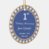 Eerste Jubileum diamant Aangepaste namen Keramisch Ornament (Rechts)