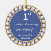 Eerste Jubileum diamant Aangepaste namen Keramisch Ornament (Voorkant)