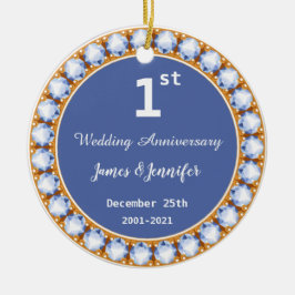 Eerste Jubileum diamant Aangepaste namen Keramisch Ornament