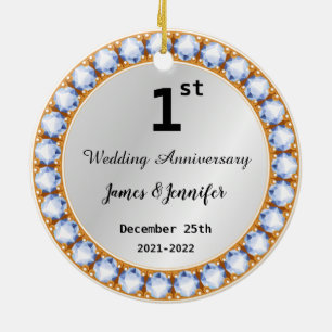 Eerste Jubileum diamant Aangepaste namen Keramisch Ornament