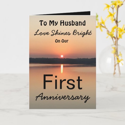 Eerste Jubileum Echtgenoot Liefde Schijnt Heldere  Kaart (Gele Bloem)