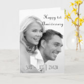 Eerste Jubileum foto zwart wit retro groet Kaart (Gele Bloem)