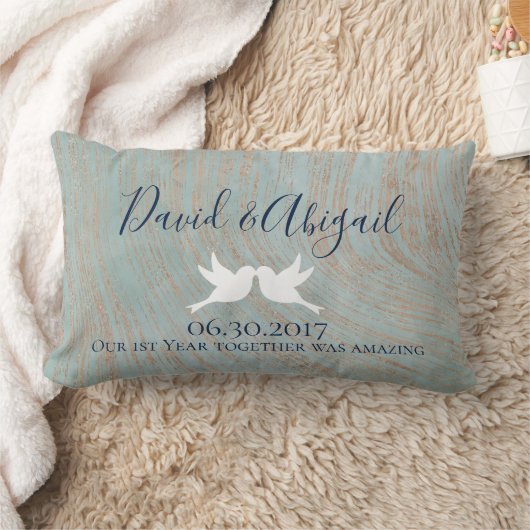 Eerste Jubileum Gift Blue en Koper Kussen (Deken)