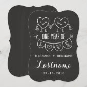 Eerste Jubileum Gift Chalk Hearts Invitations Kaart (Voorkant / Achterkant)