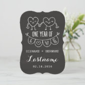 Eerste Jubileum Gift Chalk Hearts Invitations Kaart (Staand voorkant)