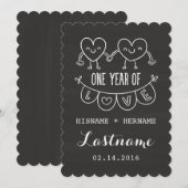 Eerste Jubileum Gift Chalk Hearts V2 Uitnodigingen (Voorkant / Achterkant)