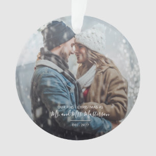 Eerste jubileum kerstfoto ornament