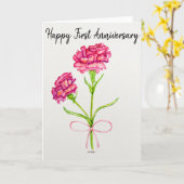 Eerste Jubileum leeg Wenskaart Kaart (Gele Bloem)