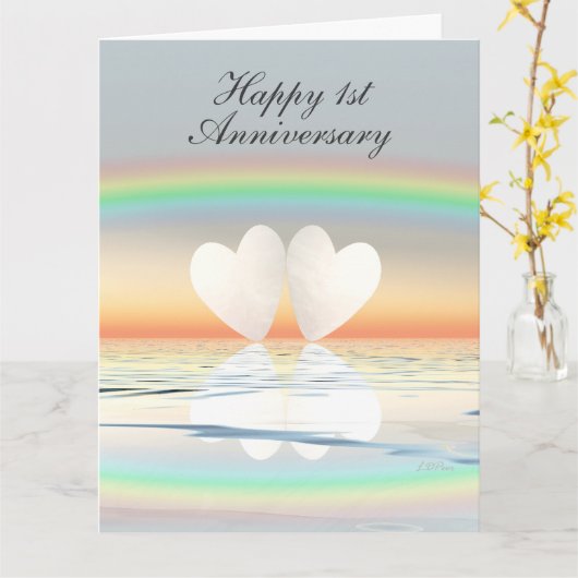 Eerste Jubileum papier Kaart (Gele Bloem)