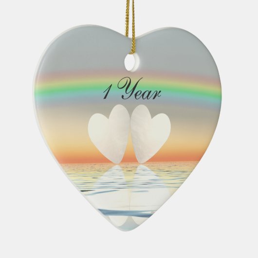 Eerste Jubileum papier Keramisch Ornament (Rechts)