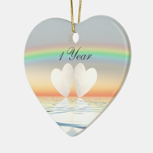 Eerste Jubileum papier Keramisch Ornament (Links)