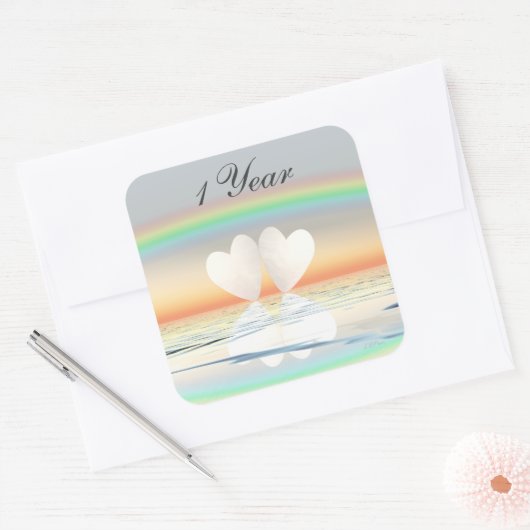 Eerste Jubileum papier Vierkante Sticker (Envelop)