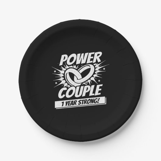 Eerste Jubileum paren gehuwd 1 jaar sterk Papieren Bordje (Voorkant)