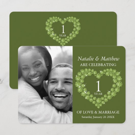 Eerste Jubileum Peridot groene foto Kaart (Voorkant / Achterkant)