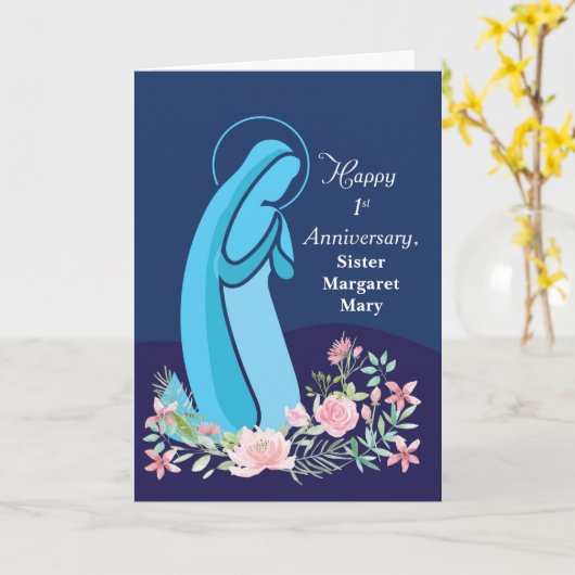 Eerste Jubileum Religieuze Leven Aangepaste Naam Kaart (Gele Bloem)