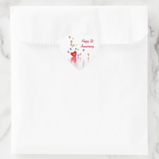 Eerste Jubileum Rode hemel en ballonnen Hart Sticker (Tas)