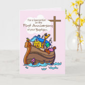 Eerste Jubileum van de Ark van Baptism Girl Noah Kaart (Gele Bloem)