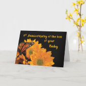 Eerste Jubileum van Verlies van Baby Butterfly Kaart (Gele Bloem)