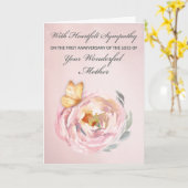 Eerste Jubileum van Verlies van Moeder Vlinder Kaart (Gele Bloem)