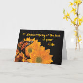 Eerste Jubileum van verlies van vrouw Butterfly Kaart (Gele Bloem)
