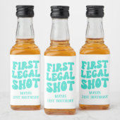 Eerste juridische schot retro turquoise 21e verjaa likeurfles etiket (Flessen)