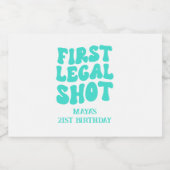 Eerste juridische schot retro turquoise 21e verjaa likeurfles etiket (Enkel label)