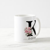 Eerste K Monogram Bloem Roze Rozen Mok (Voorkant rechts)