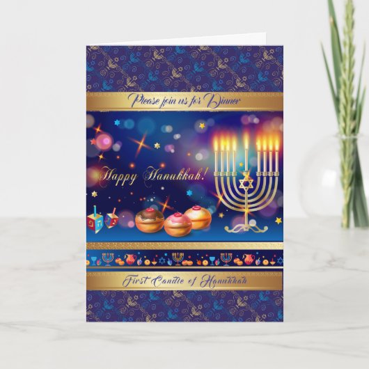 Eerste kaars van Hanukkah Lichtfeest Feest (Voorkant)