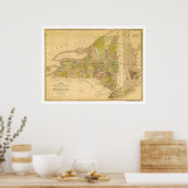 Eerste kaart New York 1839 Poster (Keuken)