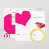 EERSTE KAMME LOVE-roze uitnodiging (Voorkant / Achterkant)