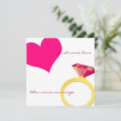 EERSTE KAMME LOVE-roze uitnodiging (Staand voorkant)