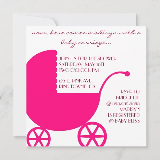 EERSTE KAMME LOVE-roze uitnodiging (Achterkant)