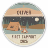 Eerste kampeertocht camper sticker (Voorkant)