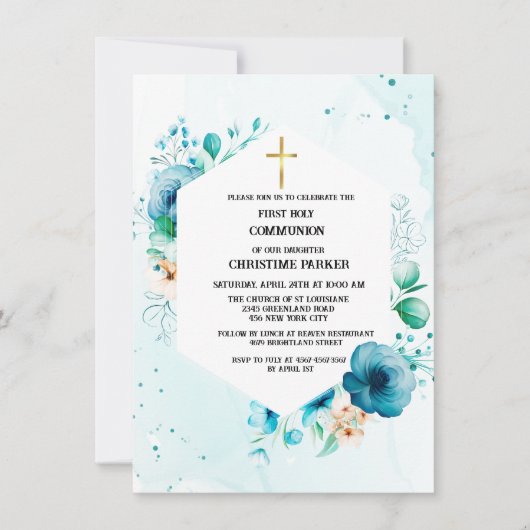 Eerste katholieke heilige waterverf floral kaart (Voorkant)